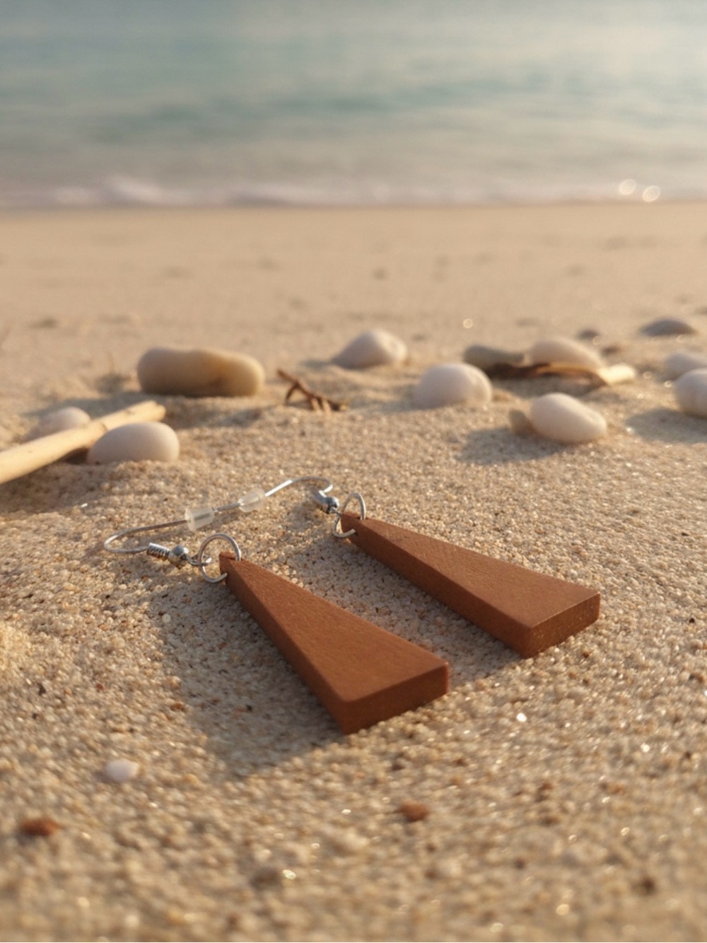 Minimalist Brown Triangle Drop Earrings
